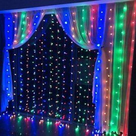 Гірлянда штора Водоспад 240-B велика лампа 3D LED кольорова 3х2м (силіконовий провід з подовженням) L200627 фото