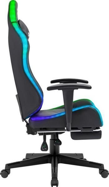 Геймерское кресло Defender Watcher полиуритановое с RGB подсветкой и подножкой (Черное) L703236 фото