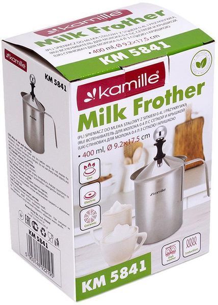 Вспениватель для молока Kamille Frother 400мл, ручной KM-5841 фото