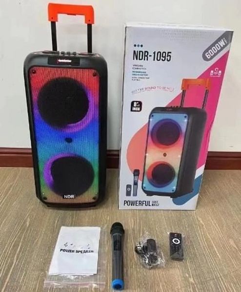 Портативна бездротова колонка NDR-1095 8 дюймів 6000 Вт з мікрофоном L712052 фото