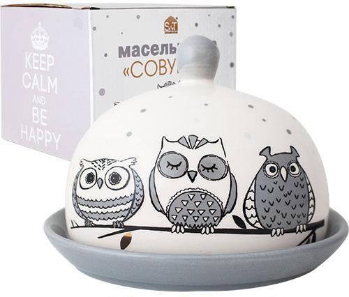 Маслянка керамічна Be Happy "Совушки&raquo; 16х13х11.5см ST-3340-18 фото