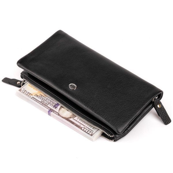 Кошелек-клатч из кожи с карманом для мобильного ST Leather 19310 Черный b19310 фото