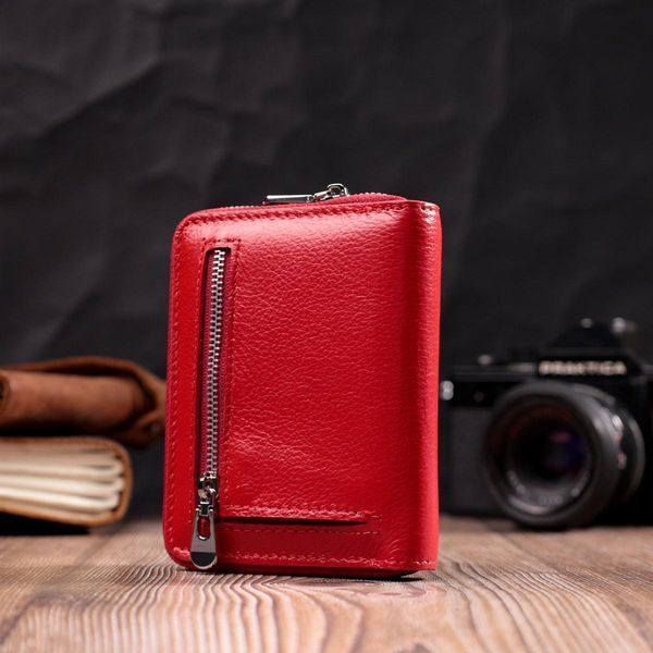 Кожаный женский кошелек на молнии с металлическим логотипом производителя ST Leather 19484 Красный b19484 фото