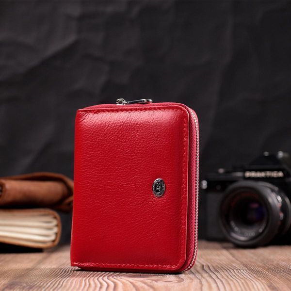 Кожаный женский кошелек на молнии с металлическим логотипом производителя ST Leather 19484 Красный b19484 фото