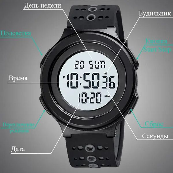 Мужские наручные часы Skmei 1733 Черные с белым L9007121 фото