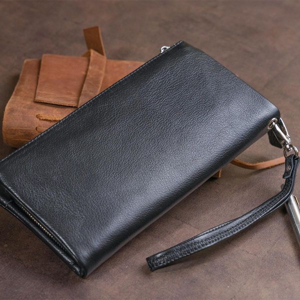 Кошелек-клатч из кожи с карманом для мобильного ST Leather 19310 Черный b19310 фото