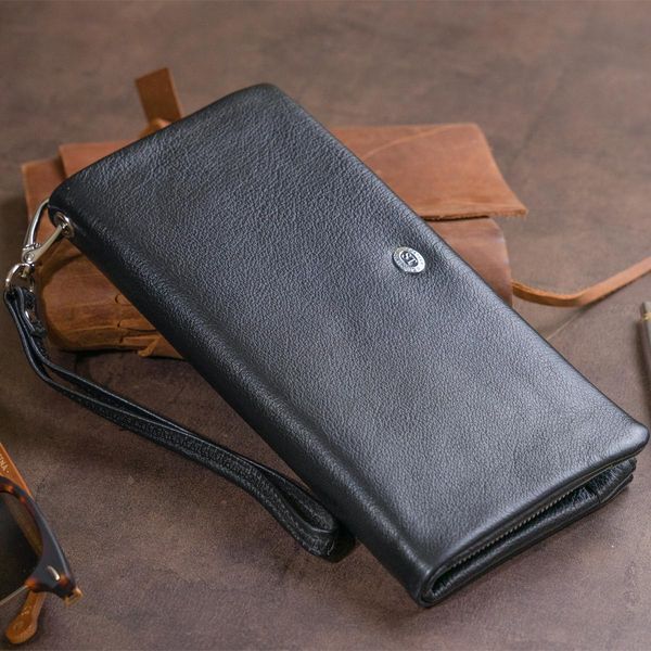 Кошелек-клатч из кожи с карманом для мобильного ST Leather 19310 Черный b19310 фото