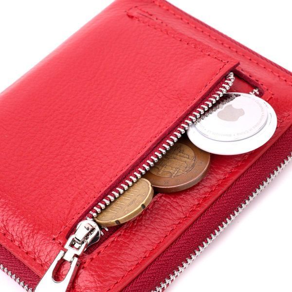 Кожаный женский кошелек на молнии с металлическим логотипом производителя ST Leather 19484 Красный b19484 фото
