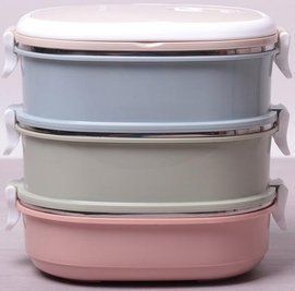 Ланч-бокс Kamille Food Box 3 ємності по 700 мл, 20х14.5х18.5см KM-2126 фото