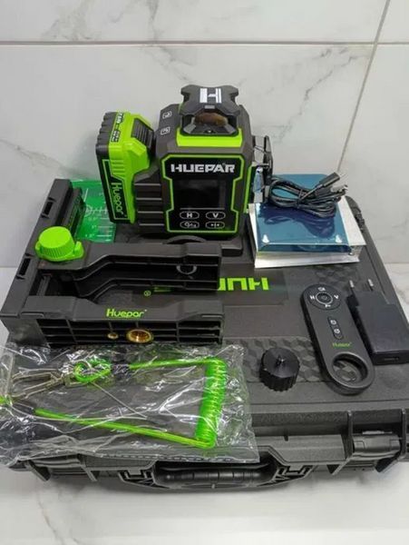 Лазерний рівень нівелір Huepar W04CG Premium 4D відкалібрований 16 ліній (з приймачем Huepar LR5RG) L719237 фото