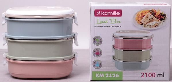 Ланч-бокс Kamille Food Box 3 ємності по 700 мл, 20х14.5х18.5см KM-2126 фото