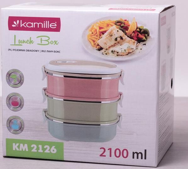 Ланч-бокс Kamille Food Box 3 ємності по 700 мл, 20х14.5х18.5см KM-2126 фото