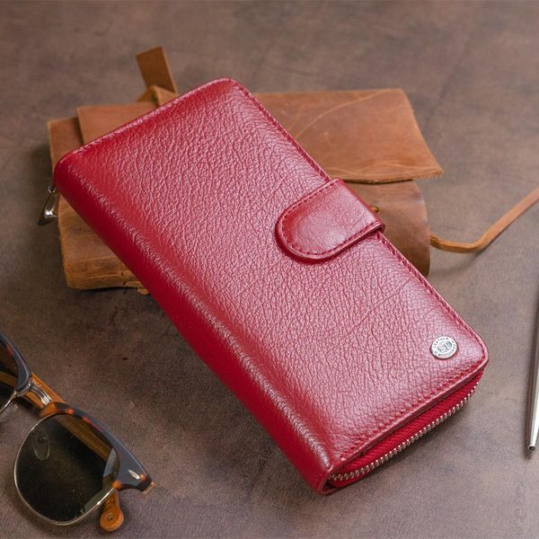 Вертикальний місткий гаманець зі шкіри жіночий ST Leather 19307 Бордовий b19307 фото