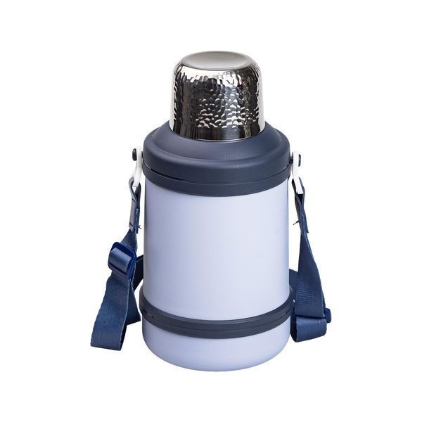 Термос туристичний Vacuum Cup 1.5 літра з ремінцем і складною ручкою темно-синій HP-14-21BL фото