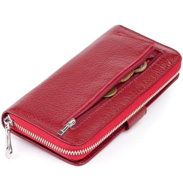 Вертикальний місткий гаманець зі шкіри жіночий ST Leather 19307 Бордовий b19307 фото
