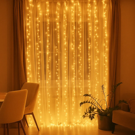 Гірлянда-штора Роса Хвойна лапа 600 LED 3*3 метри, жовтий LU-D600LED3MY фото