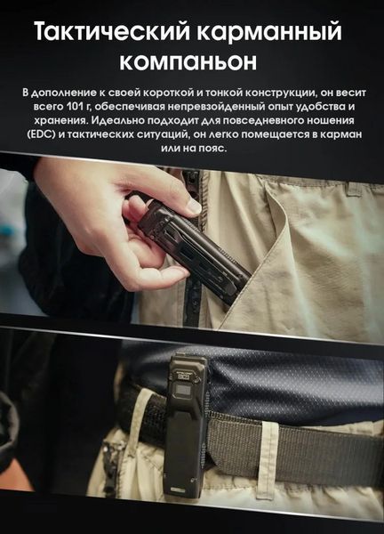 Потужний ручний ліхтар Nitecore EDC23 2500лм USB-C (6 режимів) Чорний L712642 фото
