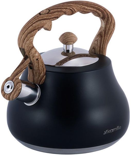 Чайник Kamille Whistling Kettle Black 2.7л из нержавеющей стали со свистком (черный) KM-1092 фото