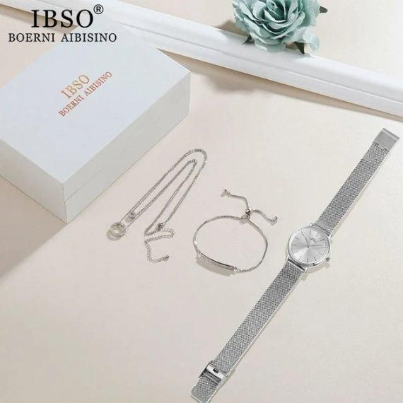 Жіночий наручний годинник Baosaili BOX IBSO в наборі (Сріблястий) L703635 фото