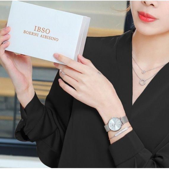 Жіночий наручний годинник Baosaili BOX IBSO в наборі (Сріблястий) L703635 фото
