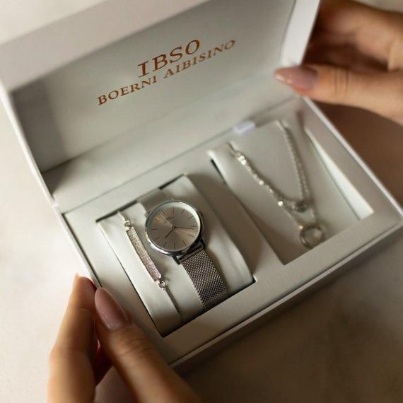 Жіночий наручний годинник Baosaili BOX IBSO в наборі (Сріблястий) L703635 фото