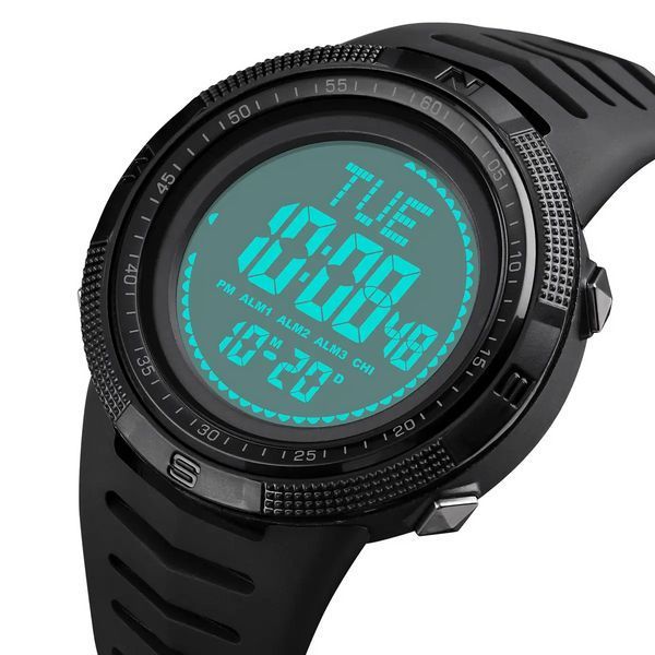 Годинник чоловічий спортивний з компасом Skmei 2147 Compass (Чорний з білим циферблатом) L703166 фото