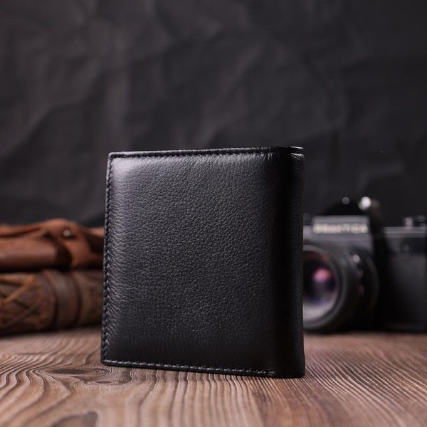 Компактный женский кошелек с монетницей снаружи из натуральной кожи ST Leather 22542 Черный b22542 фото