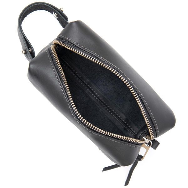 Косметичка для мужчин из натуральной кожи Grande Pelle 11507 с ручкой 15х8.5х6 см черная b11507 фото