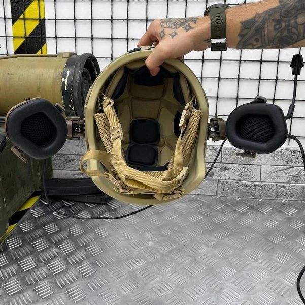 Тактический комплект шлем Fast + наушники М32 + крепление под шлем (Койот) L900212 фото