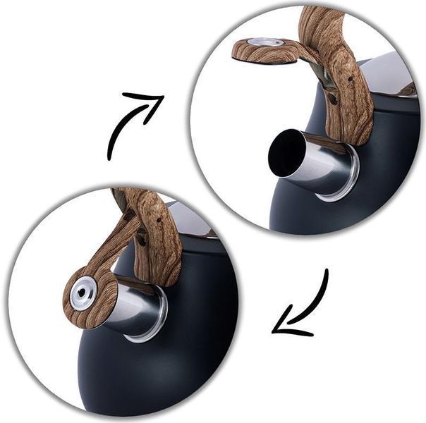 Чайник Kamille Whistling Kettle Black 2.7л из нержавеющей стали со свистком (черный) KM-1092 фото