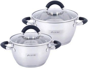 Набір 2 каструлі Kamille Marsaili 1.8 л, 2.5 л з силіконовими ручками KM-5753 фото