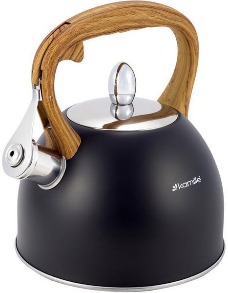 Чайник Kamille Whistling Kettle Black 2.5л з нержавіючої сталі зі свистком (чорний) KM-1096 фото