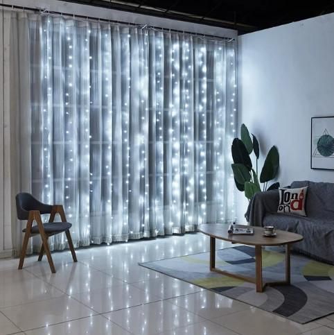 Гирлянда штора Водопад 3х2 м 280 LED (прозрачный шнур, с переходником) Белый свет L2006206 фото