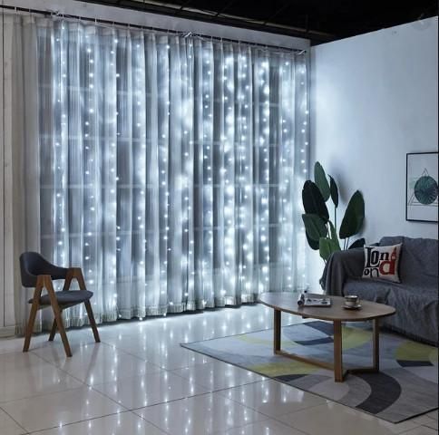 Гирлянда штора Водопад 3х2 м 280 LED (прозрачный шнур, с переходником) Белый свет L2006206 фото