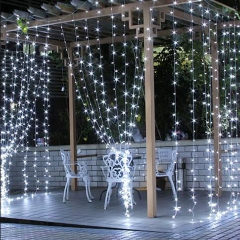 Гирлянда штора Водопад 3х2 м 280 LED (прозрачный шнур, с переходником) Белый свет L2006206 фото