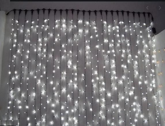 Гирлянда штора Водопад 3х2 м 280 LED (прозрачный шнур, с переходником) Белый свет L2006206 фото