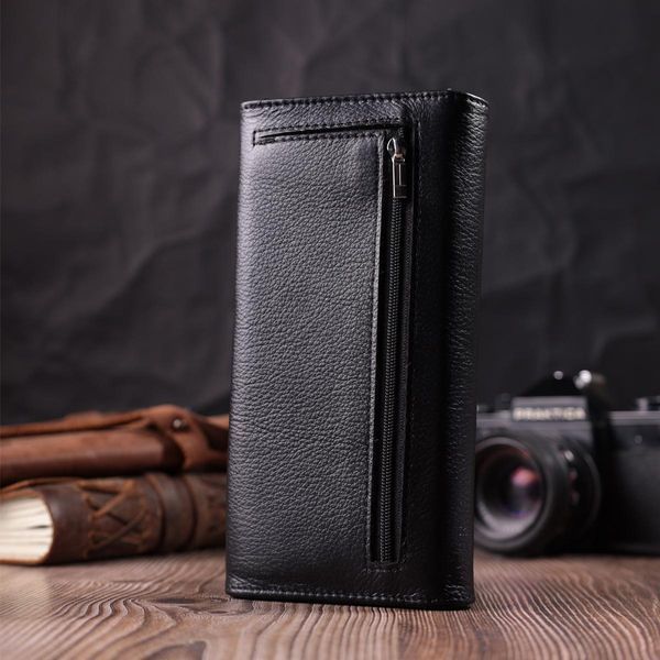 Шкіряний жіночий гаманець з геометричним клапаном ST Leather 22546 Чорний b22546 фото
