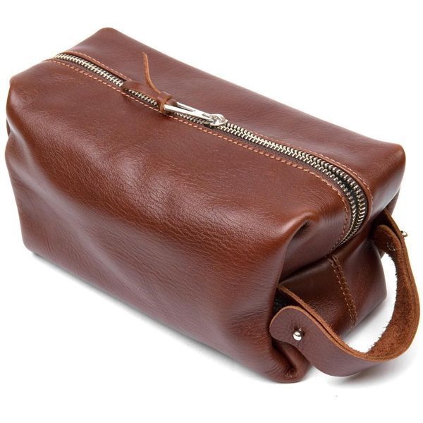Кожаная мужская косметичка Grande Pelle 11418 с ручкой 24х11х11 см коричневая b11418 фото