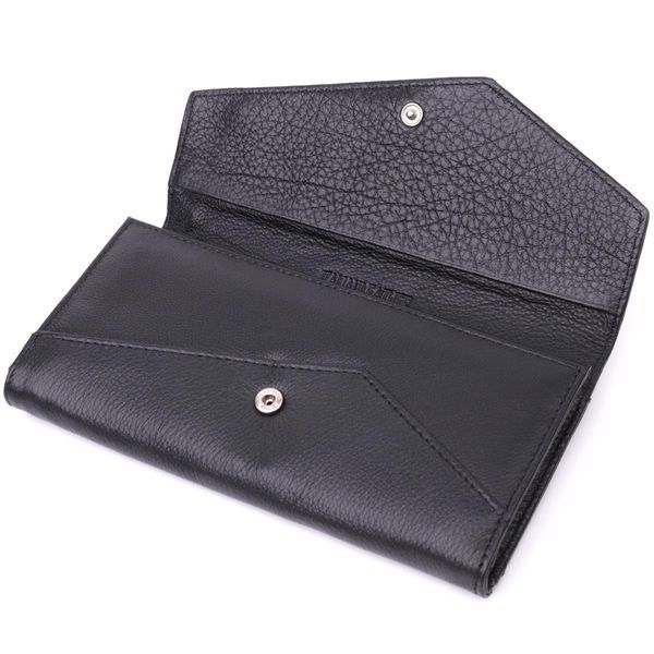 Шкіряний жіночий гаманець з геометричним клапаном ST Leather 22546 Чорний b22546 фото