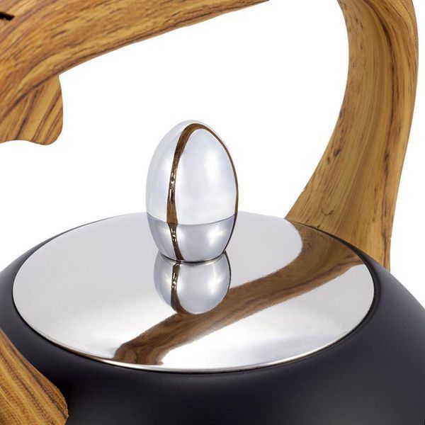 Чайник Kamille Whistling Kettle Black 2.5л з нержавіючої сталі зі свистком (чорний) KM-1096 фото