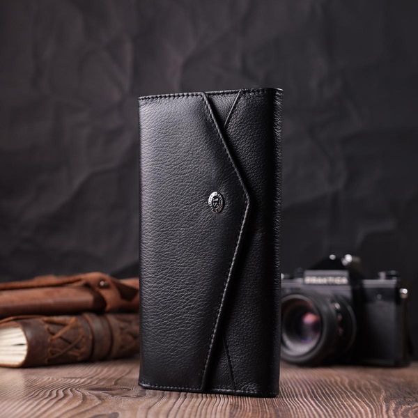 Шкіряний жіночий гаманець з геометричним клапаном ST Leather 22546 Чорний b22546 фото