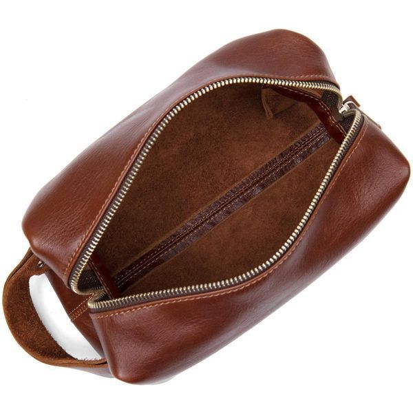 Кожаная мужская косметичка Grande Pelle 11418 с ручкой 24х11х11 см коричневая b11418 фото