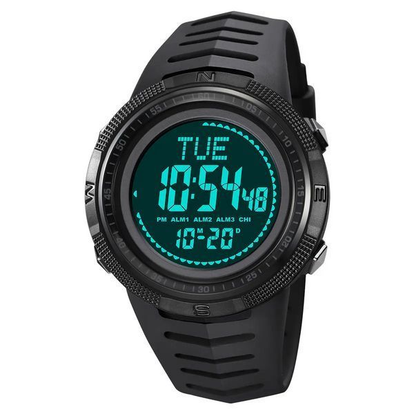Часы мужские спортивные с компасом Skmei 2147 Compass (Черные с черным циферблатом) L7031661 фото