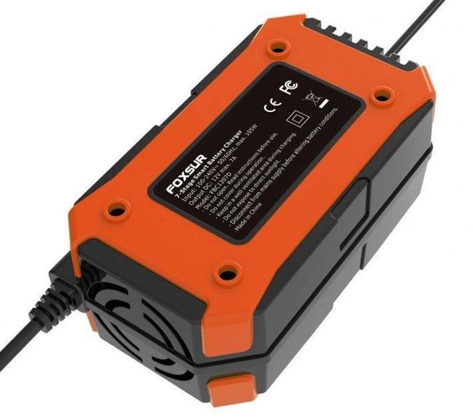 Зарядное устройство для автомобильного аккумулятора Foxsur 12V 7A (Красный) L12702 фото