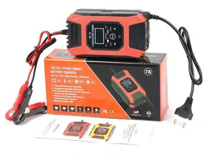 Зарядное устройство для автомобильного аккумулятора Foxsur 12V 7A (Красный) L12702 фото