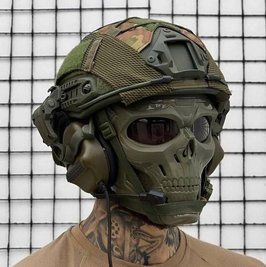 Тактический комплект шлем Fast Helmet + кавер + активные наушники М32 + крепление на шлем L900210 фото