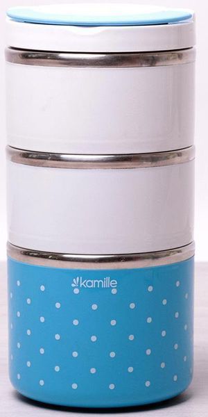 Ланч-бокс Kamille Priori 1480мл на 3 емкости &Oslash;11х23.5см KM-2104 фото