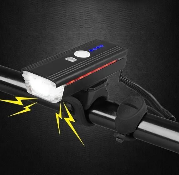 Велосипедний ліхтар і велодзвінок HJ-062 датчик світла + виносна кнопка + microUSB + 4 режими / 3 режими L06202 фото