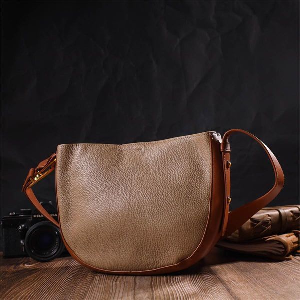 Напівкругла жіноча сумка крос-боді шкіряна Vintage 22092 Бежева b22092 фото