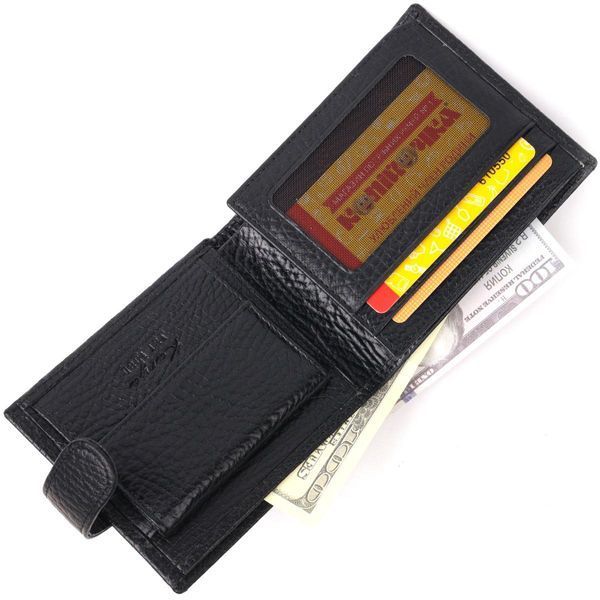 Классический мужской кошелек с хлястиком из натуральной кожи KARYA 21079 Черный b21079 фото